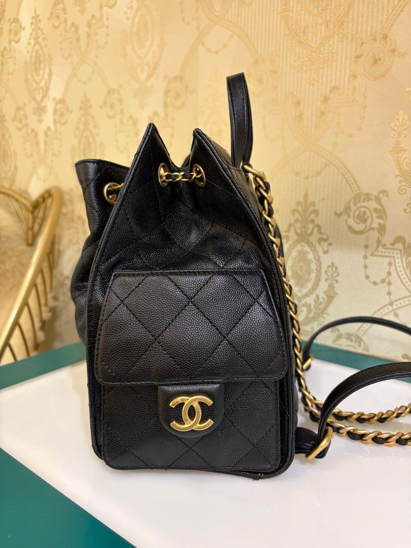 Thumbnail: Chanel 25 Medium Backpack Black Caviar Gold(CashS$7,380)