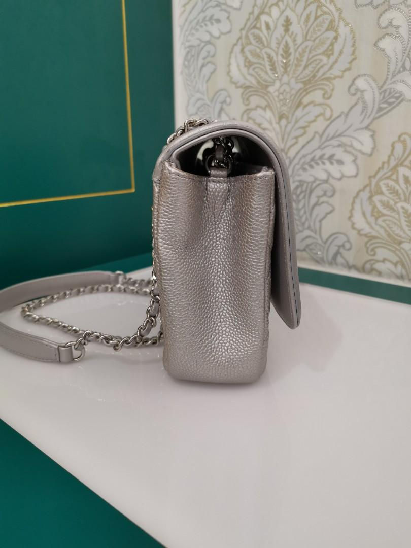 Thumbnail: #22 Like New Chanel Flap Small Silver caviar with SHW