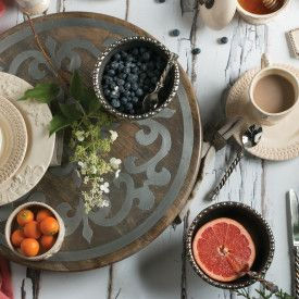 22" Wood Lazy Susan With Metal