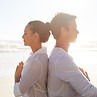 Couple Meditating on the Beach, hypnotherapy, relaxation, trauma rewind
