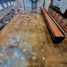 Multicolored Metallic Epoxy Bar Floor