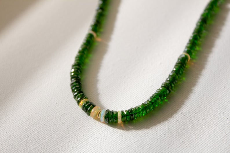 Thumbnail: Chrome diopside & Opal Necklace