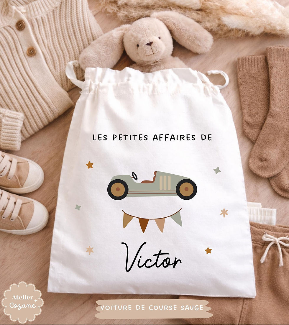 Miniature : Pochon enfant personnalisé/sac prénom maternelle crèche/ sac change prénom/ sac