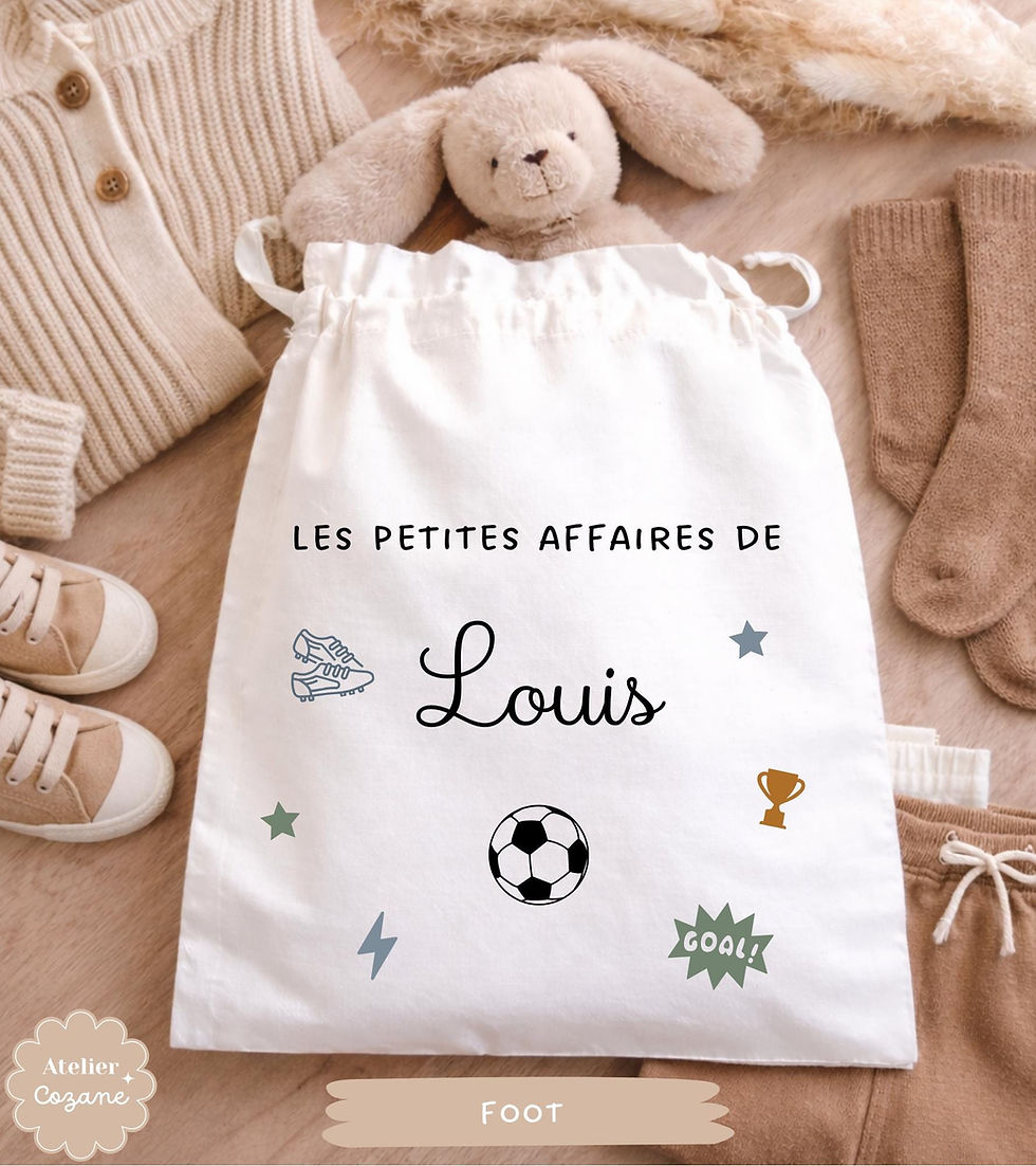 Miniature : Pochon enfant personnalisé/sac prénom maternelle crèche/ sac change prénom/ sac