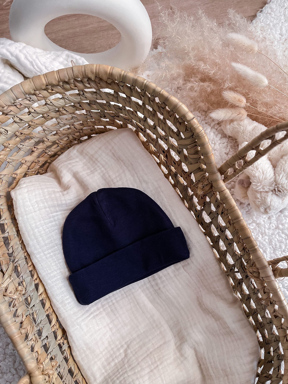 Miniature : Bonnet naissance personnalisé bleu marine
