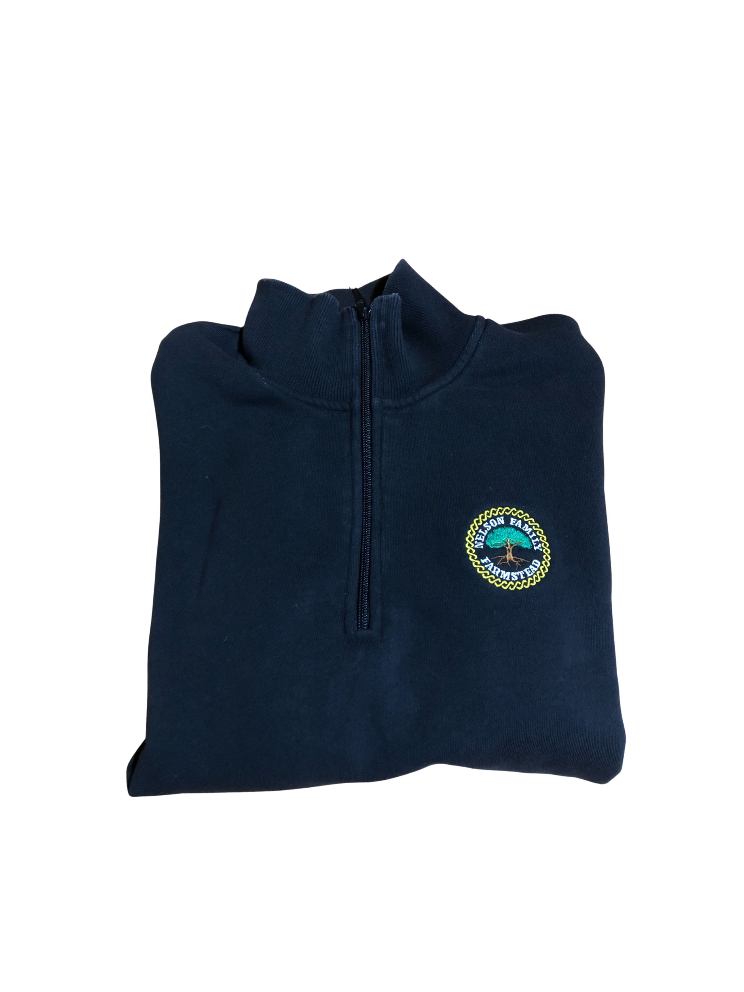 1/4 zip sweatshirt with embroidered Farmstead Logo