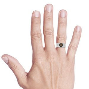 Thumbnail: Brazilian Smoky Quartz Men's Ring in Platinum Bond Brass