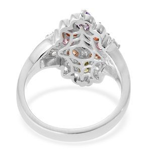 Thumbnail: Simulated Multi Color Diamond Ring in Platinum Bond Brass