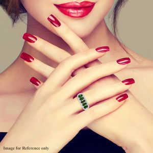 Thumbnail: SKS Natural Chrome Diopside and CZ 5 Stone Ring in Platinum Over Sterling Silver