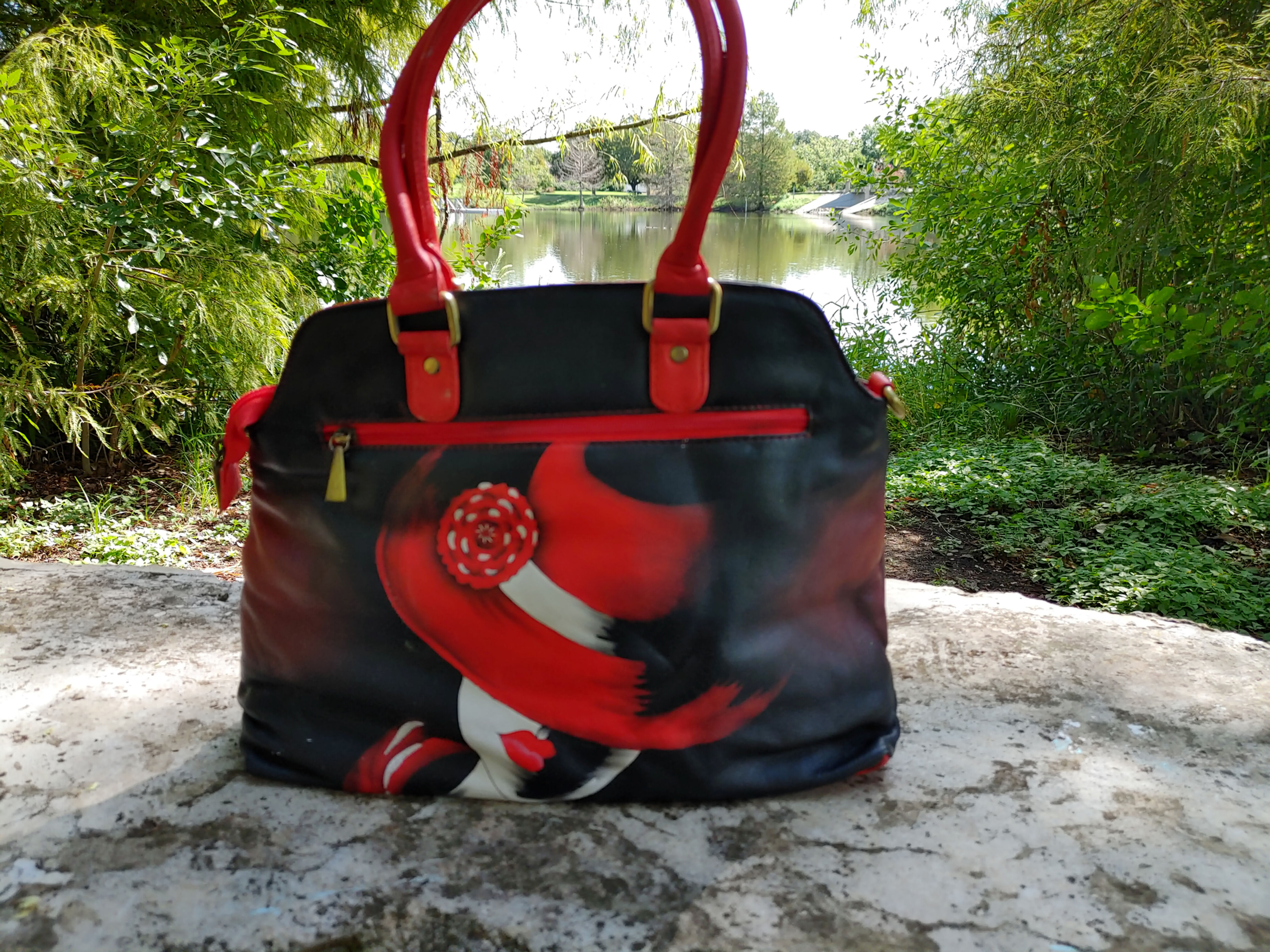 Woman in Red Handbag
