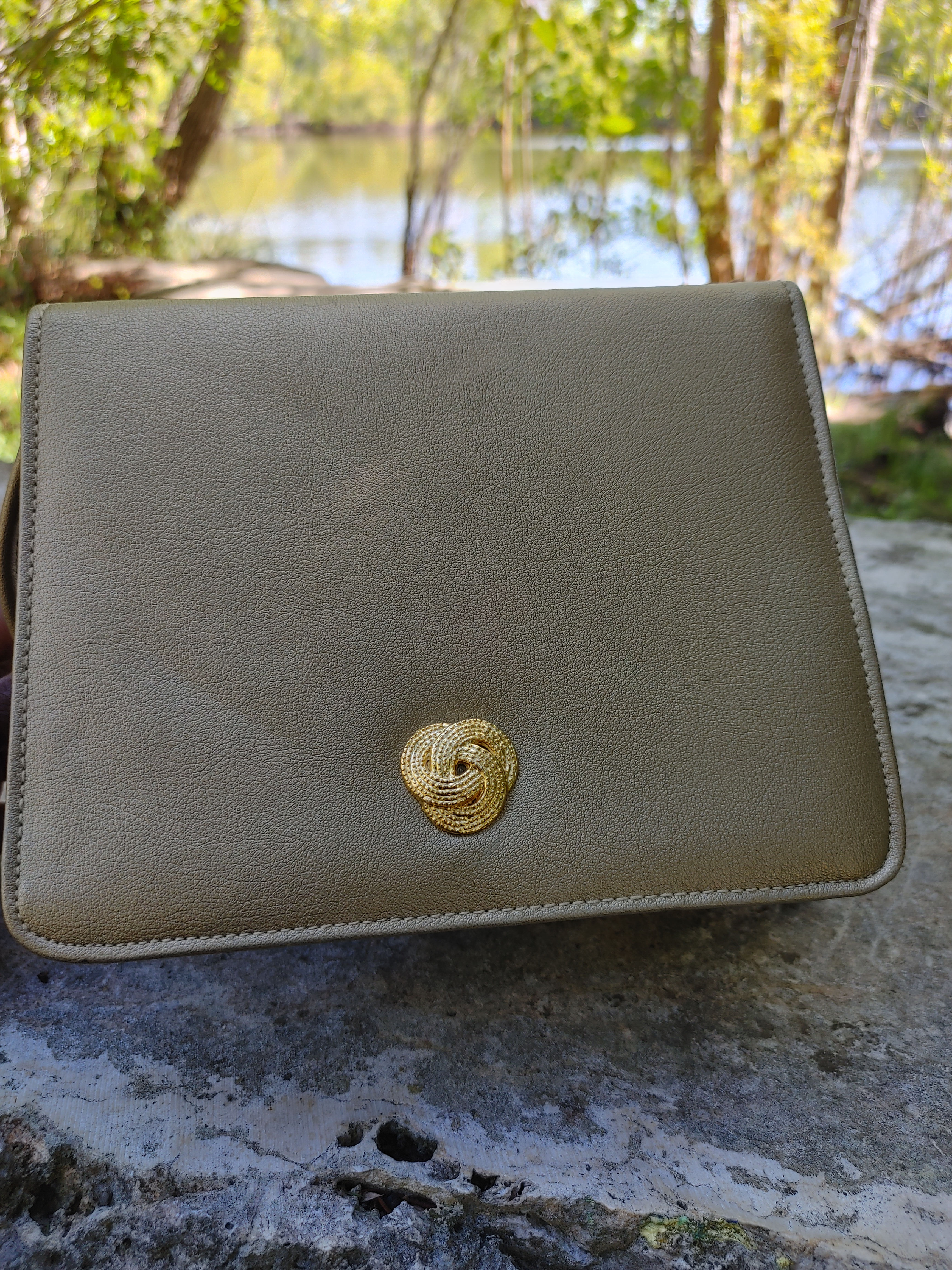 Gold Triple Pocket Shoulder Bag