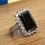 Thumbnail: Elite Shungite and Zircon Ring in Platinum Over Sterling Silver