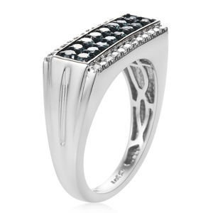 Thumbnail: SKS Venice Blue Diamond Men's Ring in Rhodium & Sterling Silver