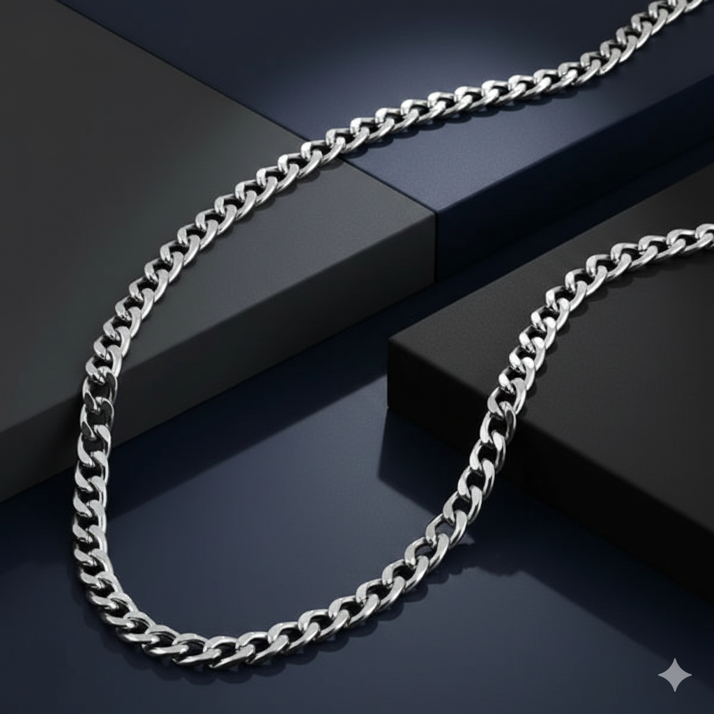 SKS Men's Stainless Steel Curb Necklace