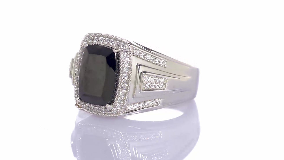 Thumbnail: SKS Elite Shungite, Cambodian Zircon Men's Ring in Platinum Over Sterling Silver