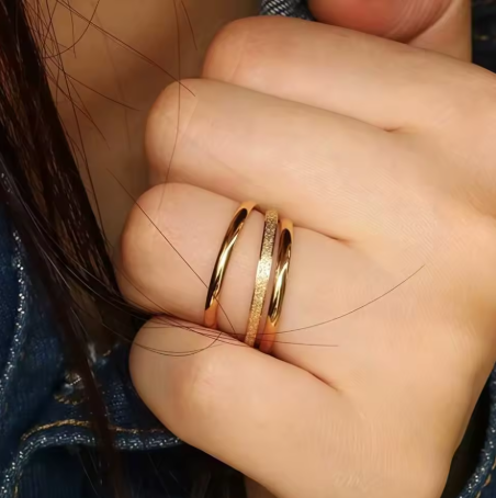 Thumbnail: SKS 18K Gold Plated Minimalist Stacked Ring Set