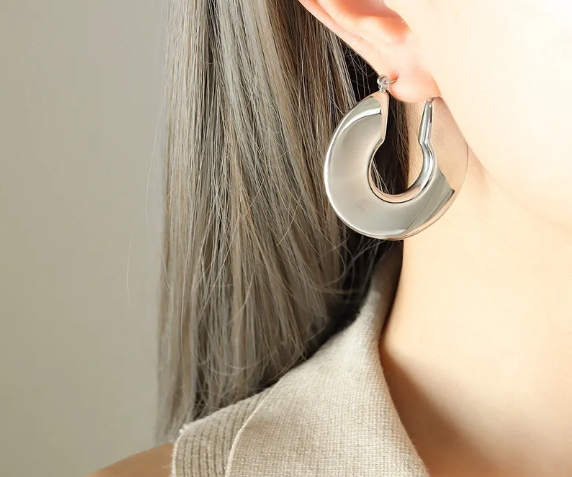 Thumbnail: SKS Gold or Silver Pierced Earrings