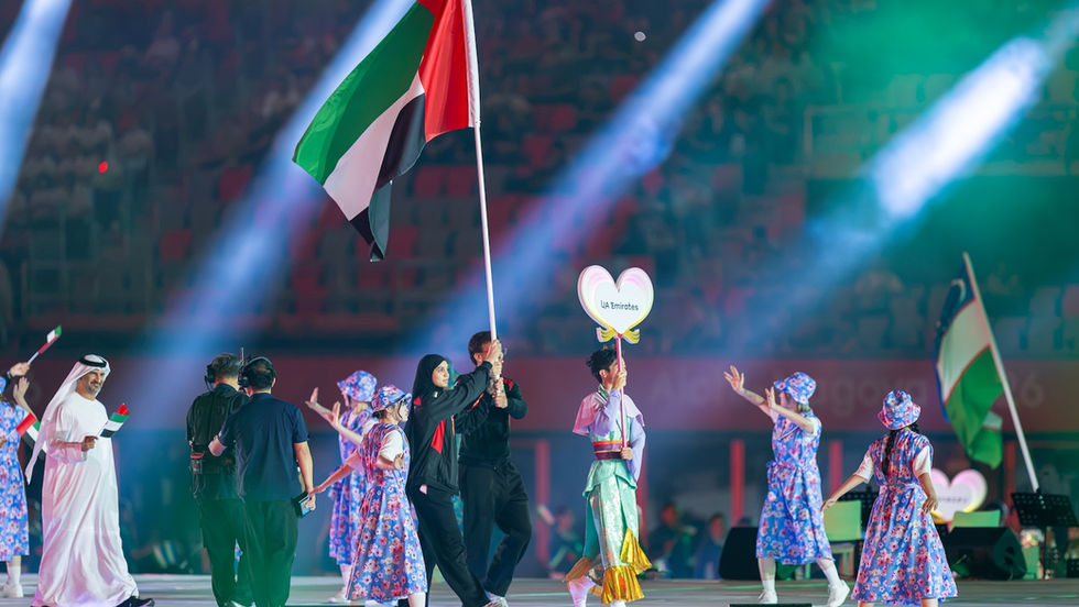 علم الإمارات يزين حفل افتتاح دورة الألعاب الآسيوية «آيتشي–ناغويا 2026»