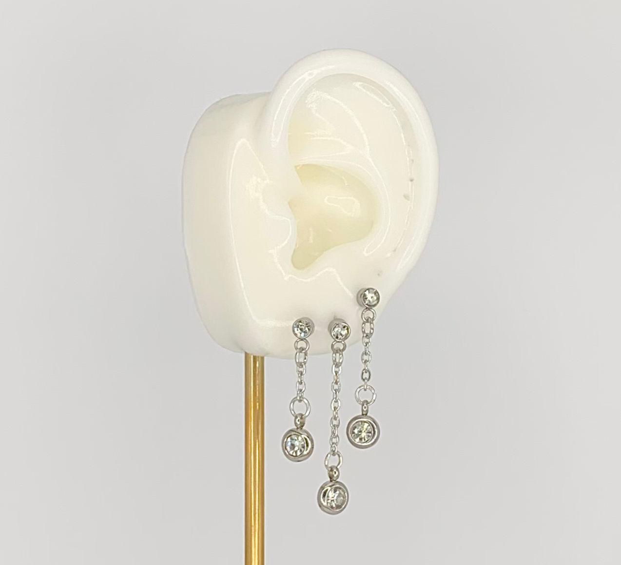 Circle Gem Stud Set Silver