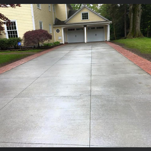 Broom finish with stamped border