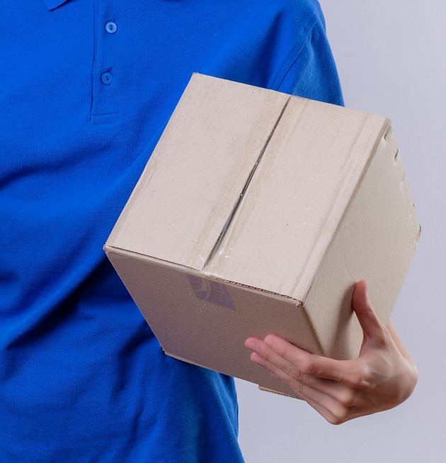 delivery-girl-blue-uniform-cap-holding-box-package-clipboard-smiling-cheerfully-standing-w