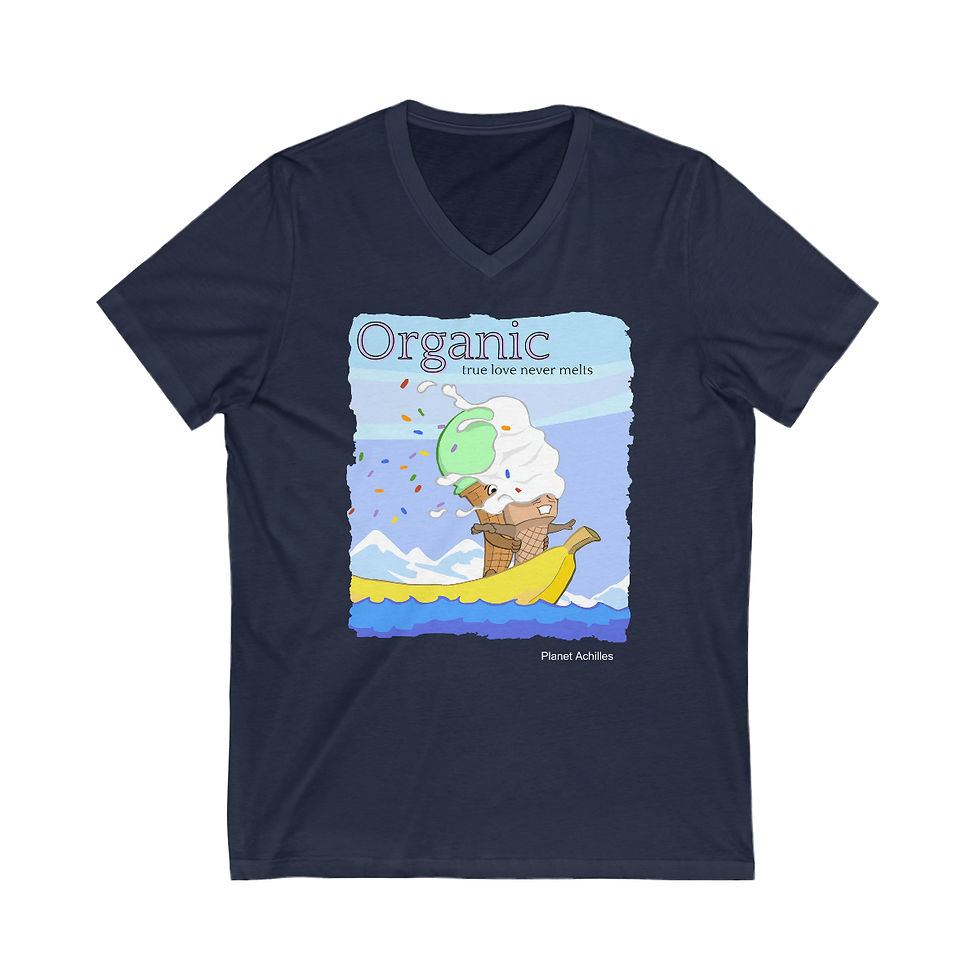 Thumbnail: "Organic: True Love Never Melts" Unisex Jersey Short Sleeve V-Neck Tee