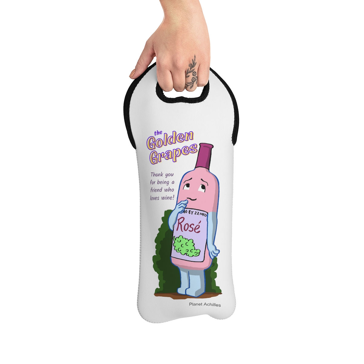 The "Rose" Golden Grapes Wine Tote Bag