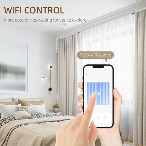 Hand controls smart bedroom curtains via phone, WIFI CONTROL, TUYA APP CONTROL.