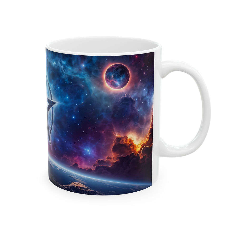 Thumbnail: Cosmic Pentagram Ceramic Mug, (11oz, 15oz)