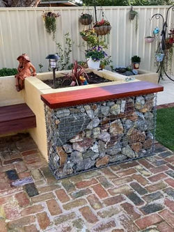 gabion and blue metal