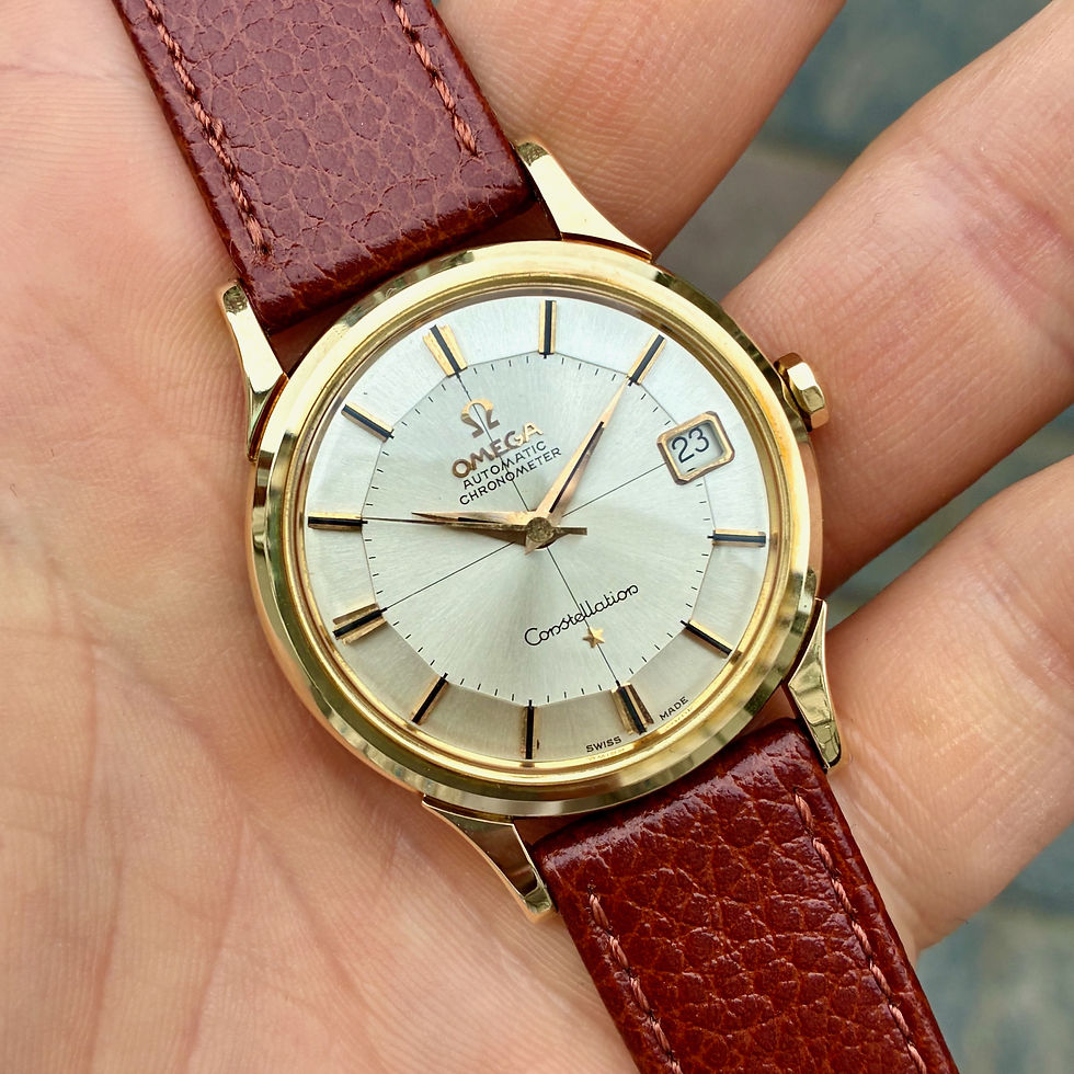 Thumbnail: Sjælden Omega Constellation Pie Pan 14K + Papirer fra Thulebasen