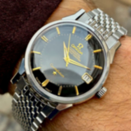 Sjælden Omega Constellation Pie Pan Dog Legs Black Dial + Boks