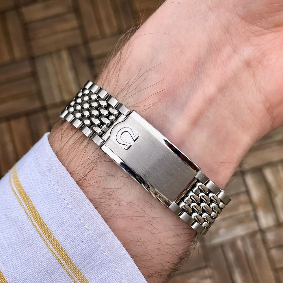 Thumbnail: Omega Seamaster Fat Lugs Automatic Date + Beads of Rice-Lænke