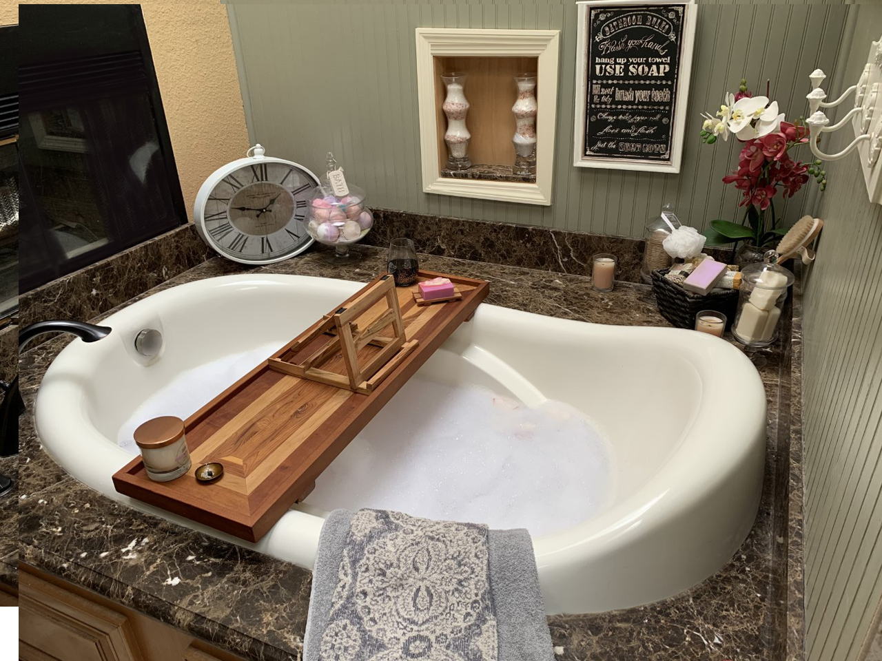 Walnut Bathtub Tray Caddy