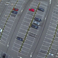Aerial view of parking lot