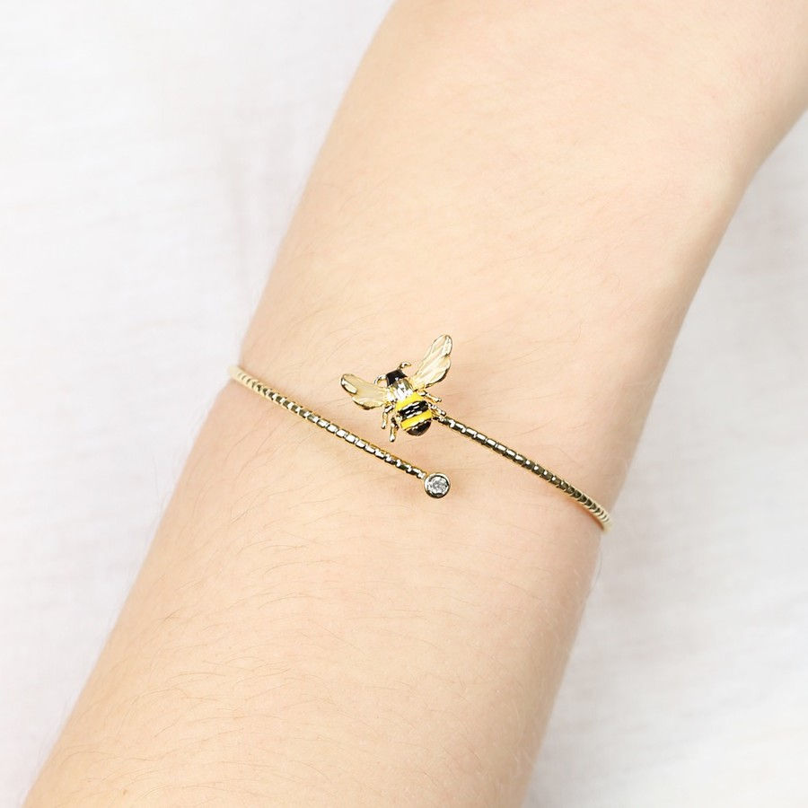 Lisa Angel Bumblebee Open Bangle in Gold