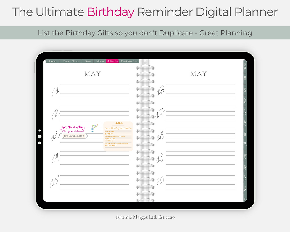 Thumbnail: Digital Birthday Reminder Planner