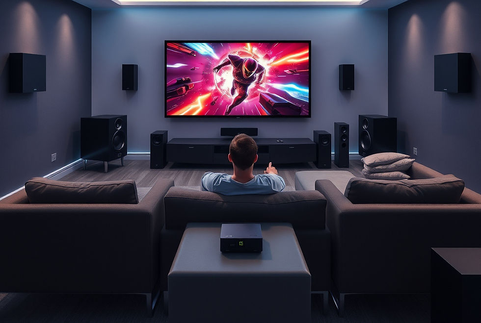 State-of-the-art home theater setup optimized by Smartology's home automation for seamless viewing and immersive sound experiences.