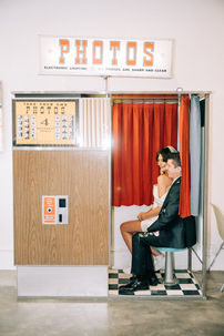 Las Vegas wedding photographer brazen honey films captures an epic elopement at sure thing chapel with elvis officiant. Photoshoot at the neon museum and downtown las vegas with neon lights.