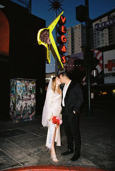 Las Vegas elopement film photographer brazen honey films captures timeless elopement at the sure thing chapel.