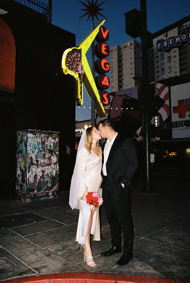 Las Vegas elopement film photographer brazen honey films captures timeless elopement at the sure thing chapel.