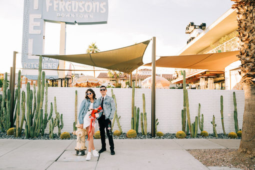Las Vegas wedding photographer brazen honey films captures an epic elopement at the Neon Museum.