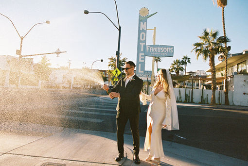 Las Vegas elopement film photographer brazen honey films captures timeless elopement at the sure thing chapel.