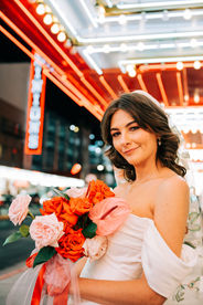 Las Vegas wedding photographer brazen honey films captures an epic elopement at sure thing chapel with elvis officiant. Photoshoot at the neon museum and downtown las vegas with neon lights.