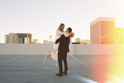 Las Vegas elopement film photographer brazen honey films captures timeless elopement at the sure thing chapel.