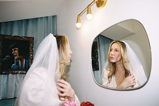 Las Vegas elopement film photographer brazen honey films captures timeless elopement at the sure thing chapel.