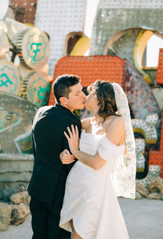 Las Vegas wedding photographer brazen honey films captures an epic elopement at the Neon Museum.  