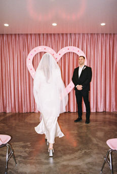 Las Vegas elopement film photographer brazen honey films captures timeless elopement at the sure thing chapel.