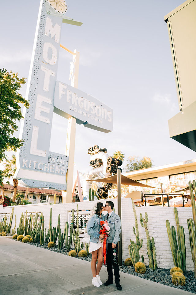 Las Vegas wedding photographer brazen honey films captures an epic elopement at the Neon Museum.