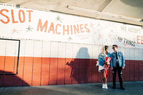 Las Vegas wedding photographer brazen honey films captures an epic elopement at the Neon Museum.